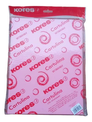 Cartulina Tamaño Carta Color Rosado Marca Kores (paqx 50)