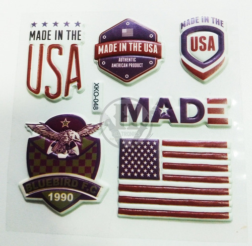 Stickers Made In Usa Relieve Adhesivo Estados Unidos Bluebir