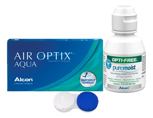Lentes De Contacto Air Optix Aqua + Solución 60ml Color Miopía -9.50