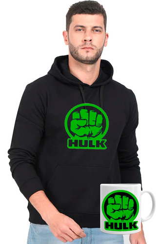 Polerón Canguro Unisex 134 Hulk El Puño + Tazón 