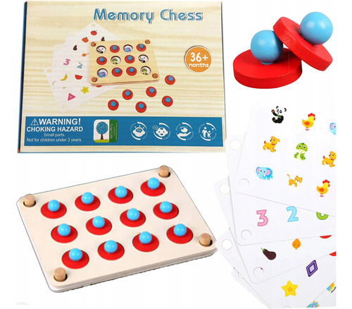 Ajedrez En Madera Para Niños Memory Chess Montessori Mediano