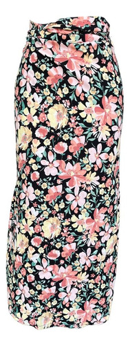 Falda Envolvente Larga Floral Mujer Comoda Fresca Verano