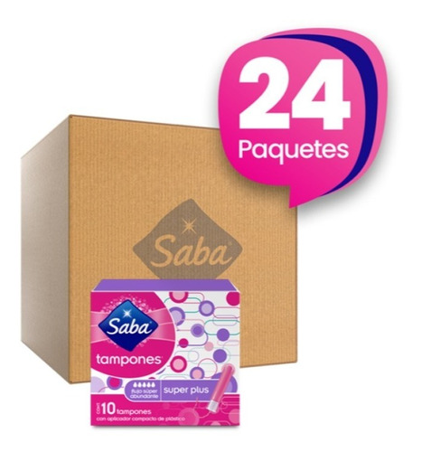 Caja C/24 Tampones Saba Súper Plus C/apl Compacto 10pz