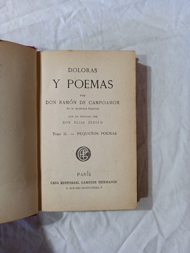 Doloras Y Poemas Ii - Ramón De Campoamor