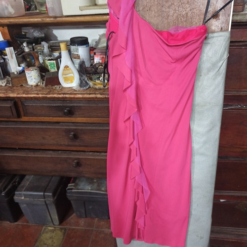 Vestido Las Pepas  T1 Fucsia M Un Hombro Elastano Jersey 