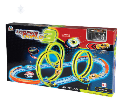 Pista Looping Triplo 3 Neon Com Luzes