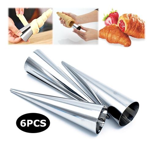 Molde Para Cañas Cannolis, Conos, Barquillas Reposteria 6pcs