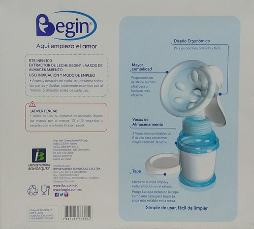 Imagen 3 de 3 de Extractor De Leche Materna + 3 Vasos De Almacenamiento