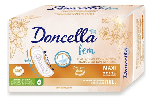 Toalla Doncella Incontinencia  Maxi Pack X 15 Unid ( 34 Cm )