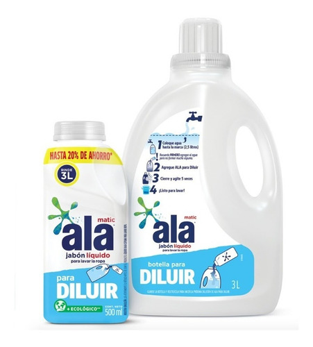 Jabón Líquido Ala Para Diluir 500 Ml + Botella Gratis