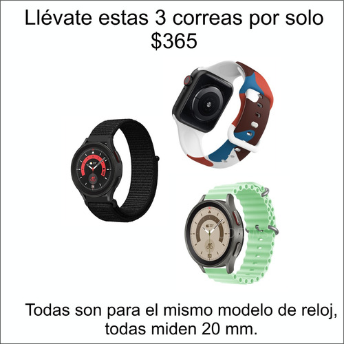 3 Correa Para Smartwatch Amazfit Gtr Bip Gts Nueva Anch20mm