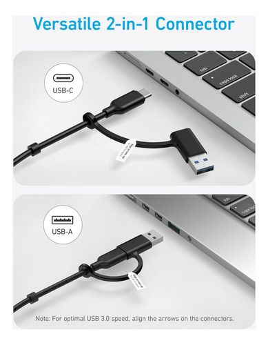 Hub Usb-c Anker 8 En 1 De 5 Gbps De Datos Con 3 Usb-a, 4 Usb