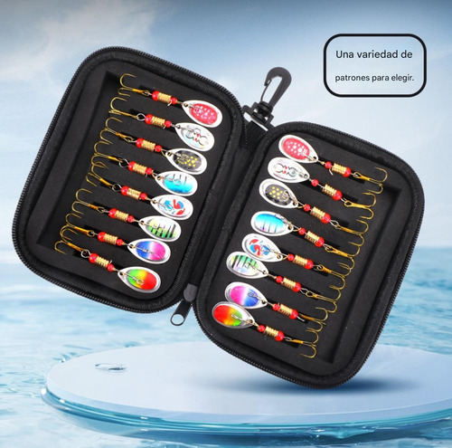 Juego 16pcs Cucharas De Pesca Señuelos De Metal Multicolor