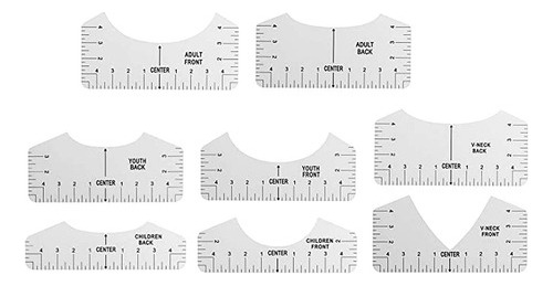 Regla De Guía Gráfica De Sublimation De 8 Piezas Blancas