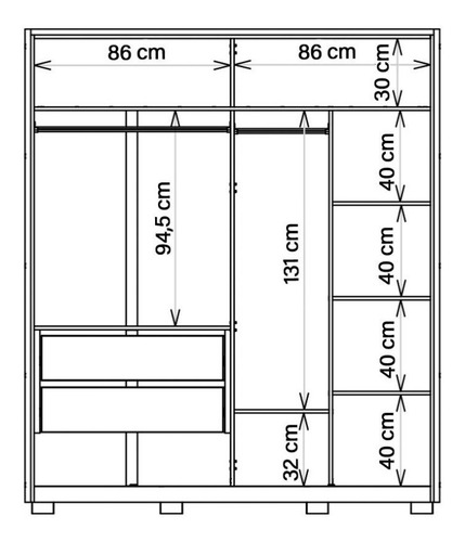 Imagen 8 de 10 de Ropero Placard 4 Puertas Y 2 Cajones Con Guías Metálicas LG
