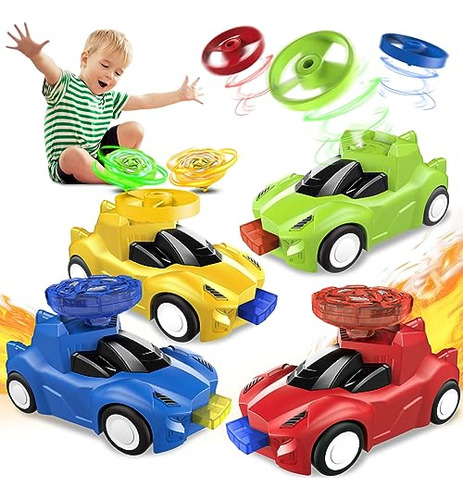 4-pack Toy Car Mini Racer With 4 Led Light Up Flashing ...