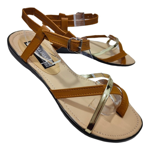 Huarache Correa Tira Dorada Ajustable Cómodo Duradero Suave