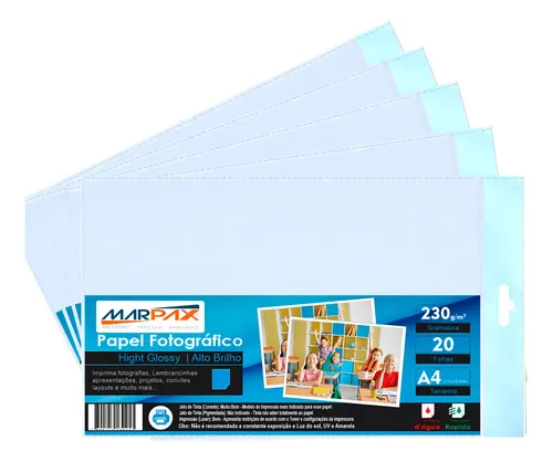 Papel fotográfico A4 brillante de 230 g, 210 x 297 mm, Marpax, 500 fls