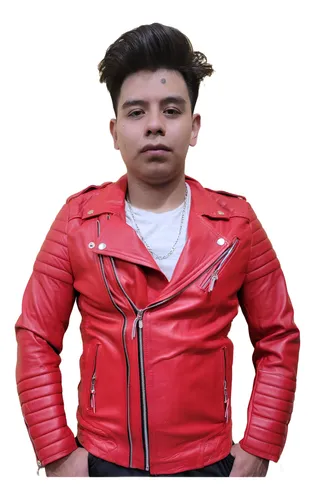 Cazadora biker roja hombre 2025