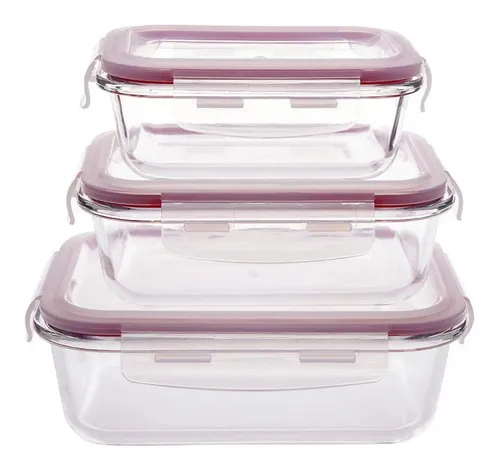 comprar Conjunto 3 Potes De Vidro Refratário Hermético Casambiente JGTI004 Cor Transparente