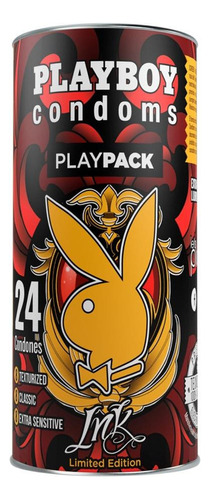 Tubo Con 24 Condones Lubricados Playboy Surtido Playpack