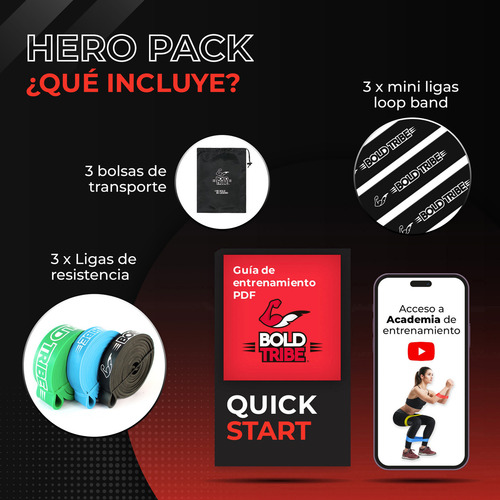 Hero Pack 3 Ligas Resistencia Crossfit Pull Ups Con 3 Mini Bandas Bolsas Y Video Tutoriales Ejercicio Piernas Tapout Mma