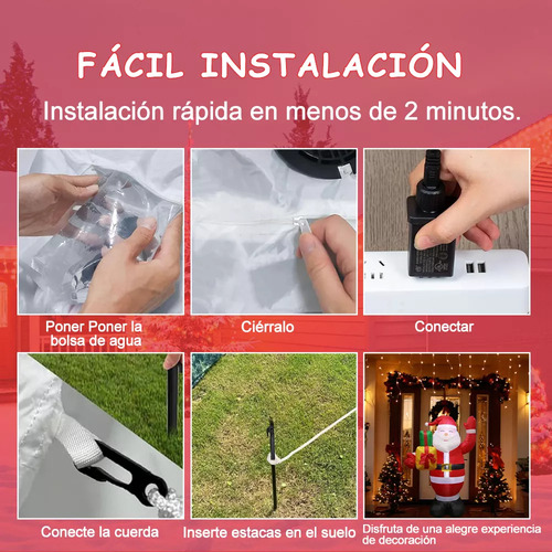 Inflable Navideño Santa Claus Con Decoración Luces Led 1.5m