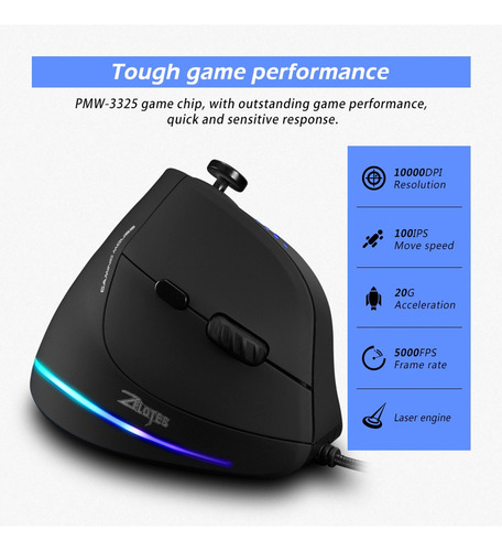 . Zelotes C-18 Ratón Gaming Vertical Con Cable 11 Botones