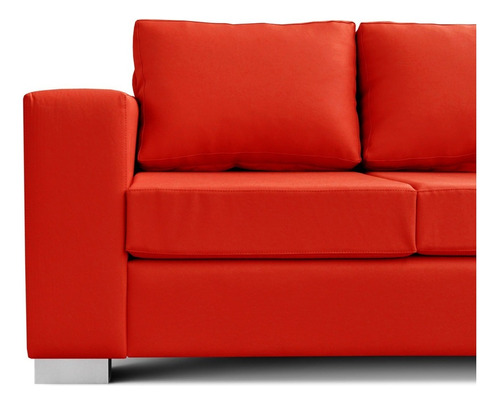 Sillón 3 Cuerpos Virginia Tapizado En Ecocuero Color Rojo Diseño De La Tela Eco Cuero