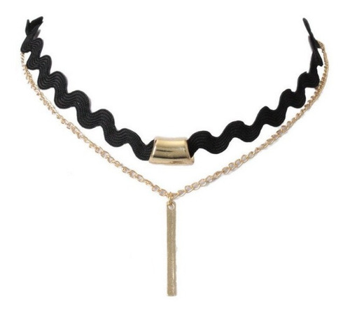 Colar Gargantilha Choker  Rendinha Corrente E Cubo Grg46