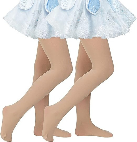 2x Pantys Medias Para Niñas Ballet Delgada Opacas Color Piel