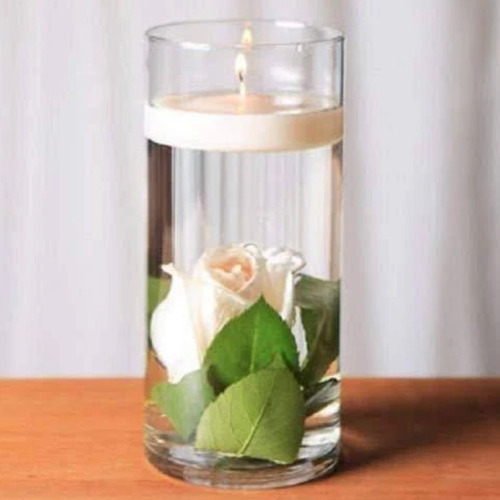 3 Florero Vidrio Cilíndrico Decorativo Moderno Elegante 22cm