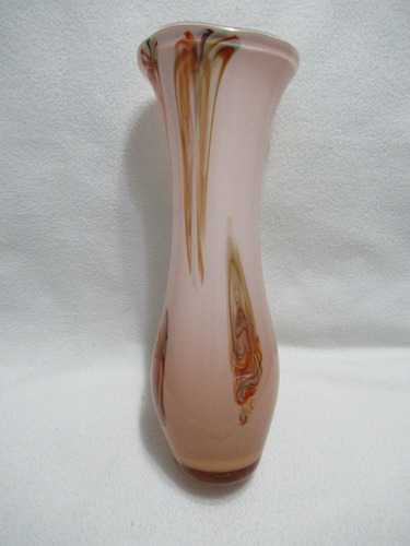 Hermoso Florero Cristal Rosado Firmado Murano 35 Cm Alto