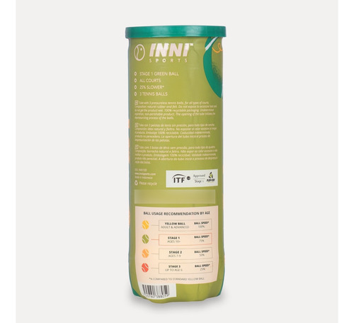 Tubo De Bola De Tênis Inni Stage 1 I Pack Com 3 Tubos