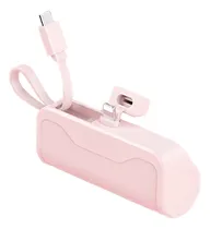 Comprar Mini Cargador Portatil Carrello Hsw-145 Salidas Usb-c Y Lightning 10w Power Bank Capacidad De Batería 5000mah Para Celulares Tablets Camaras Android iPhone Apple Color Rosa