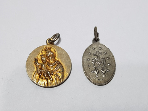 Imagen 4 de 10 de Antiguos Pines Religiosos Virgen Lujan Bronce Mag 59324