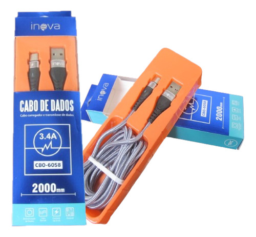 Inova Cabo Usb Carregador Tipo-c  2 Metros  Carregamento Rápido