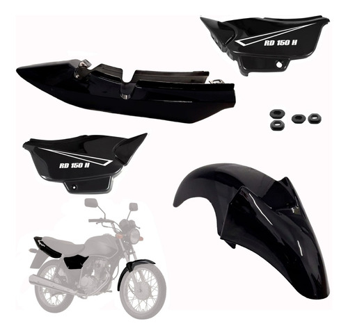 Kit Plasticos Cachas Colin Guardabarro Mondial Rd 150 Negro