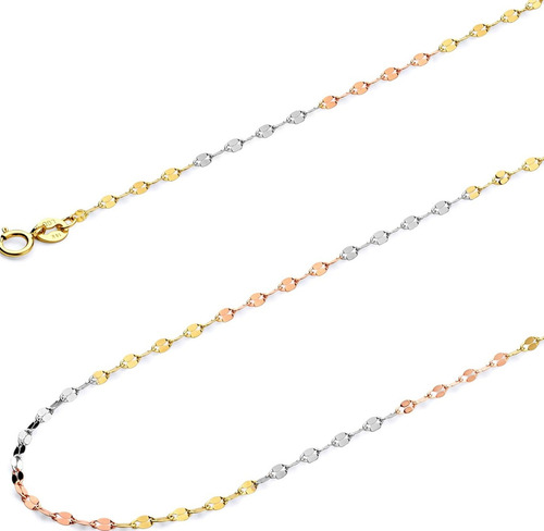 Cadena De Oro Italiano 10k, Grano De Café, 45 Cm,calibre 1mm Color Dorado Oscuro