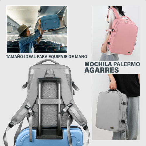 Mochila Impermeable Porta Notebook Usb Reforzada Acolchada Color Gris Diseño De La Tela Liso