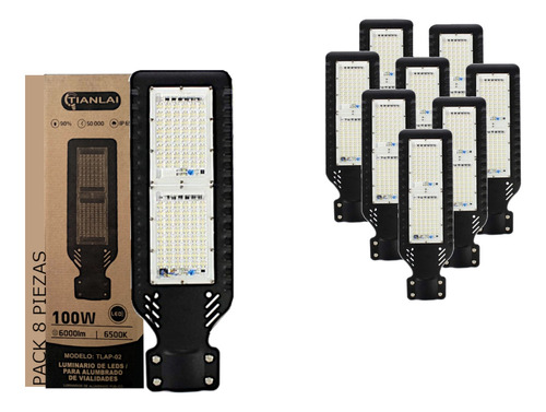 Lampara Led 100w Alumbrado Publico Ip65 Exteriores 8 Piezas