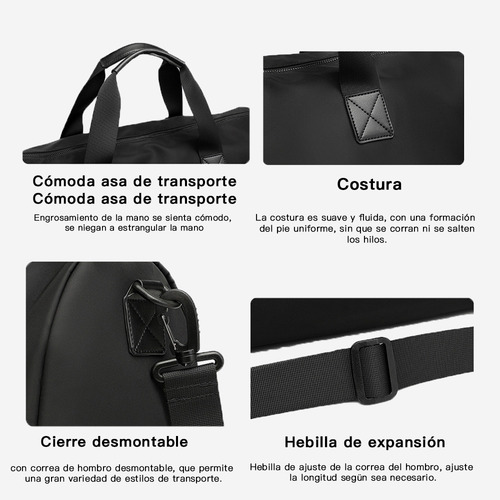 Maleta Gran Capacidad Deportivas Bolsa Gym Viaje Mochila Negro Lisa