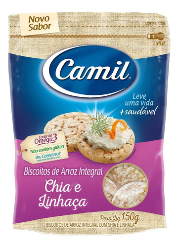 Biscoito Mini Arroz Chia e Linhaça Camil 150g