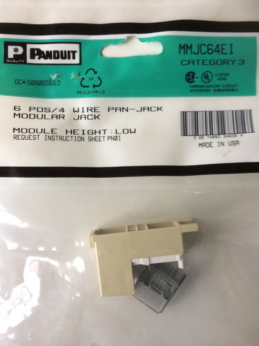 Pack 10 Jack Panduit, 6p/4 Wire-rj11-cat. 3--mod. Mmjc64ei