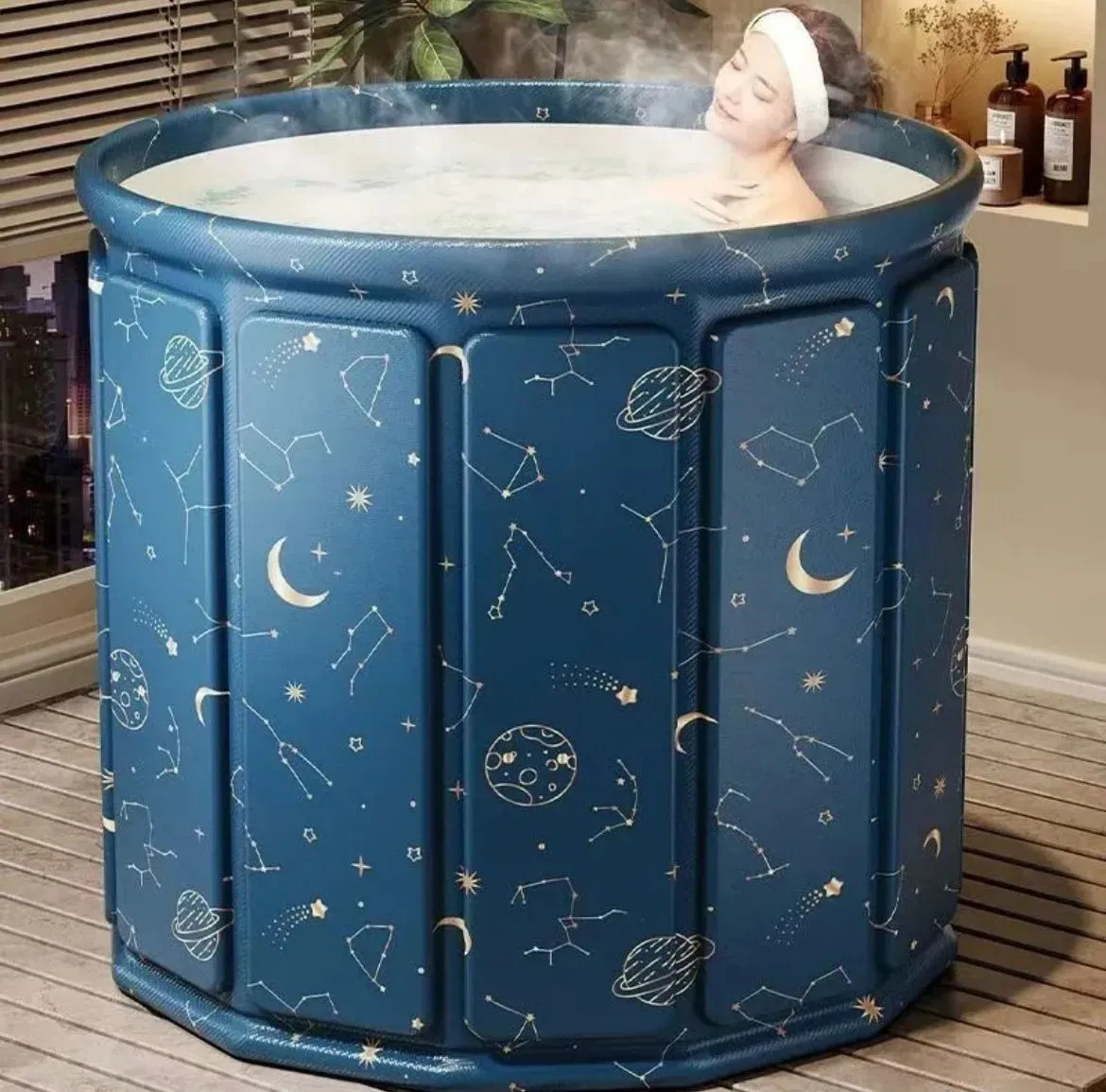 Banheira De Gelo Dobrável Spa Portátil Alta Qualidade Grande Azul Liso