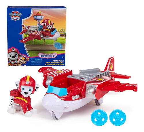 Paw Patrol: Air Rescue, Figura De Acción De Marshall Y Avión Hero Hydro Plane Con Lanzador De Proyectiles Y 2 Proyectiles, Juguetes Para Niños Y Niñas A Partir De 3 Años
