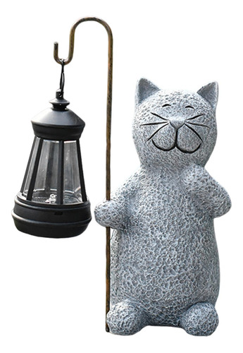 Estatuilla De Gato Para Patio Con Luz Energía Solar, Adorno