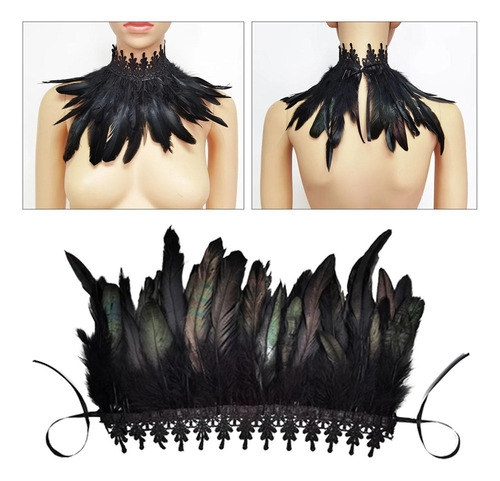 2 Gargantilla De Plumas Góticas, Capa Para El Hombro, Chal