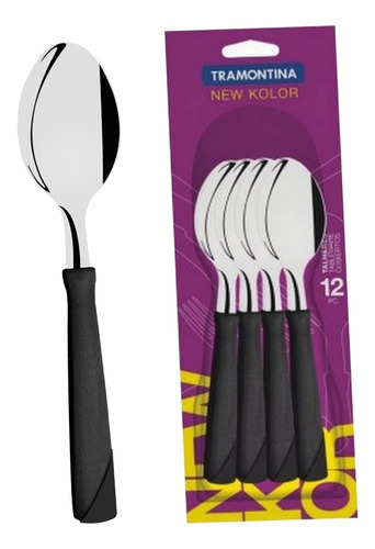 Imagen 1 de 1 de 12 Cucharas Té New Kolor Mango Plástico Tramontina