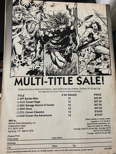 Revista Quadrinhos Conan O Bárbaro Inglês Hq Marvel Antigo (Usado)